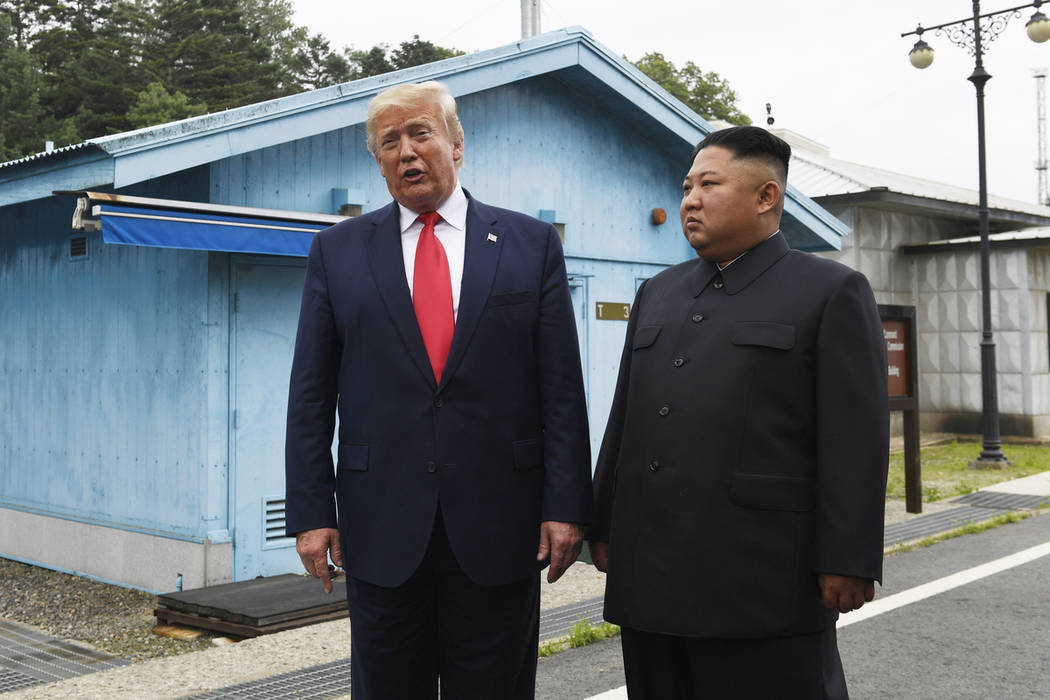 President Donald Trump meets with North Korean leader Kim Jong Un at the border village of Panm ...