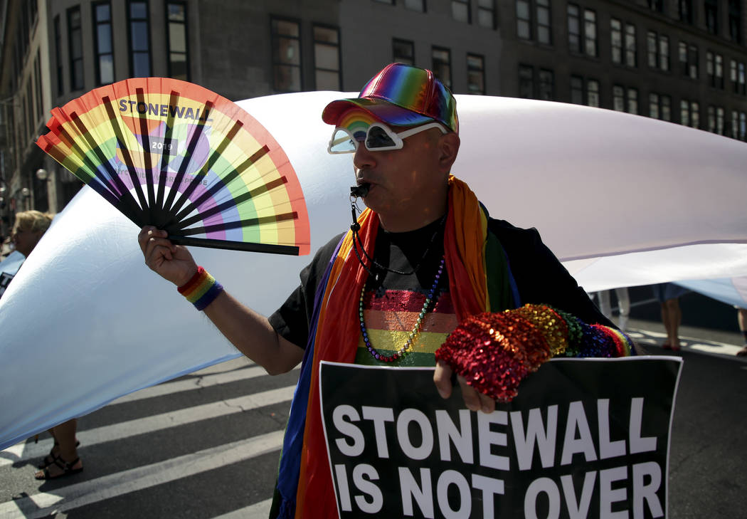 A participant marches in the Queer Liberation March in New York, Sunday, June 30, 2019. New Yor ...