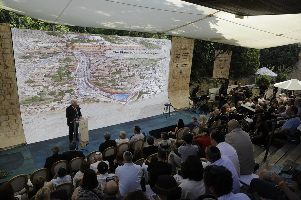 U.S. Ambassador to Israel David Friedman talks during the opening of an ancient road at the Cit ...