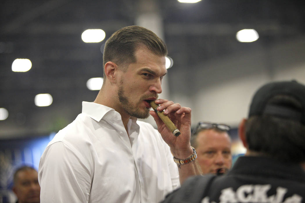 Tiago Splitter, former NBA player, at the A.C.E Prime cigar booth at the International Premium ...