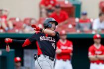 UNLV’s Bryson Stott (10) bats during an UNLV at University of Houston NCAA college bas ...