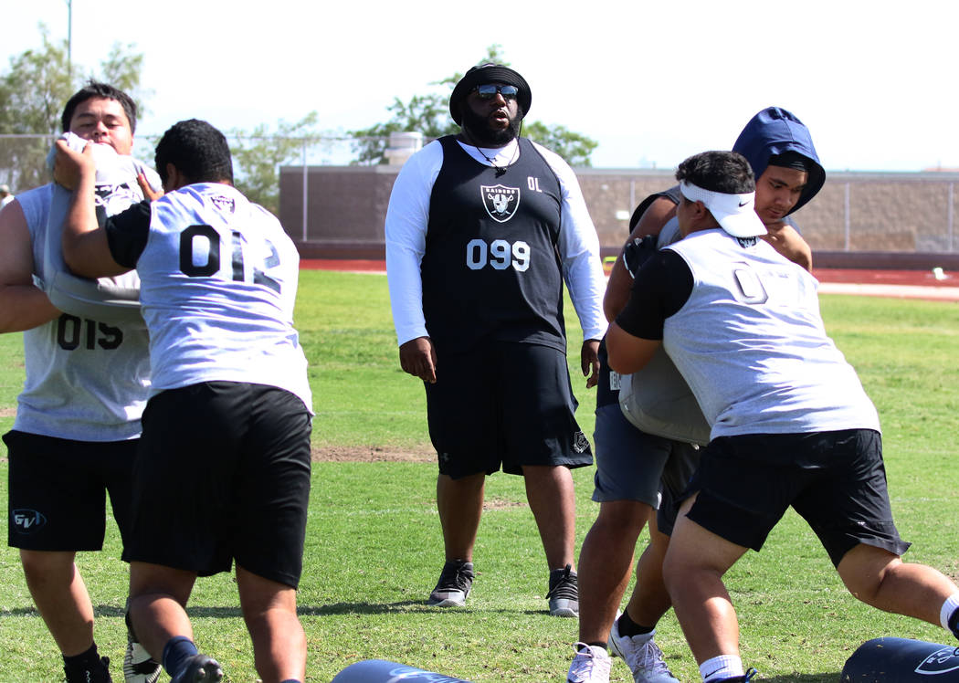 Former Faith Lutheran high school’s offensive line coach De’Andre Nicholas, cent ...