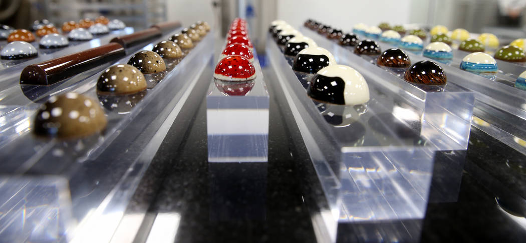 Student-created chocolates at Melissa Coppel's Las Vegas chocolate school Thursday, May 16, 201 ...