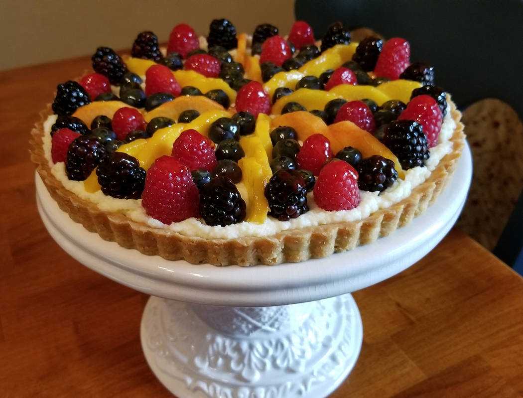 A fresh fruit tart is made with farmers market provisions. (Natalie Burt)