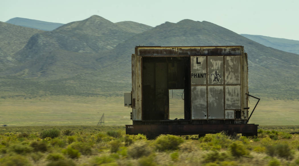 Building remains about the Nevada National Security Test Site near places the Apollo 11 astrona ...
