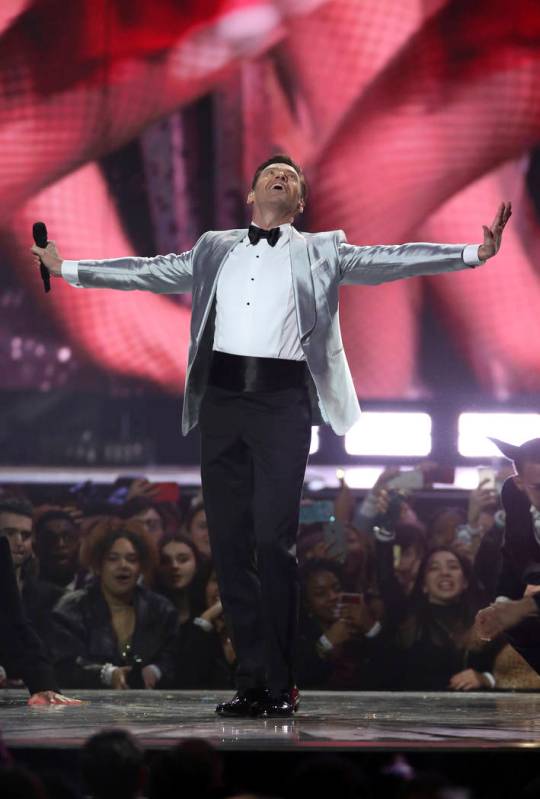 Hugh Jackman performs onstage at the Brit Awards in London, Wednesday, Feb. 20, 2019. (Photo by ...