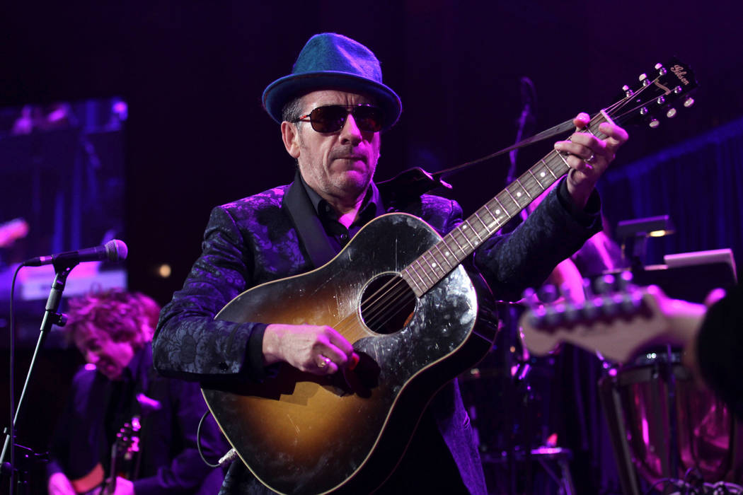 Singer Elvis Costello performs at the "Right To Rock Benefit" at Cipriani Wall Street ...