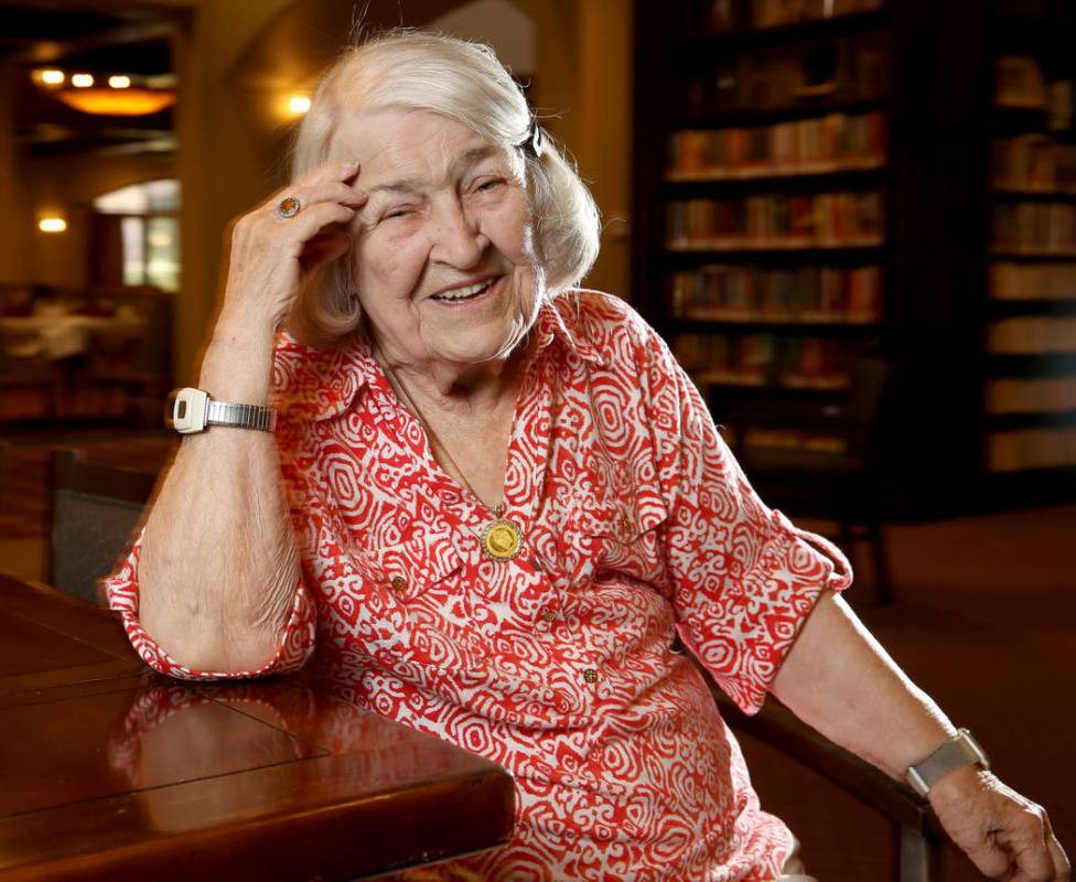 Artist Hannelore Lowrey in the library of her living facility Wednesday, June 26, 2019. (K.M. C ...