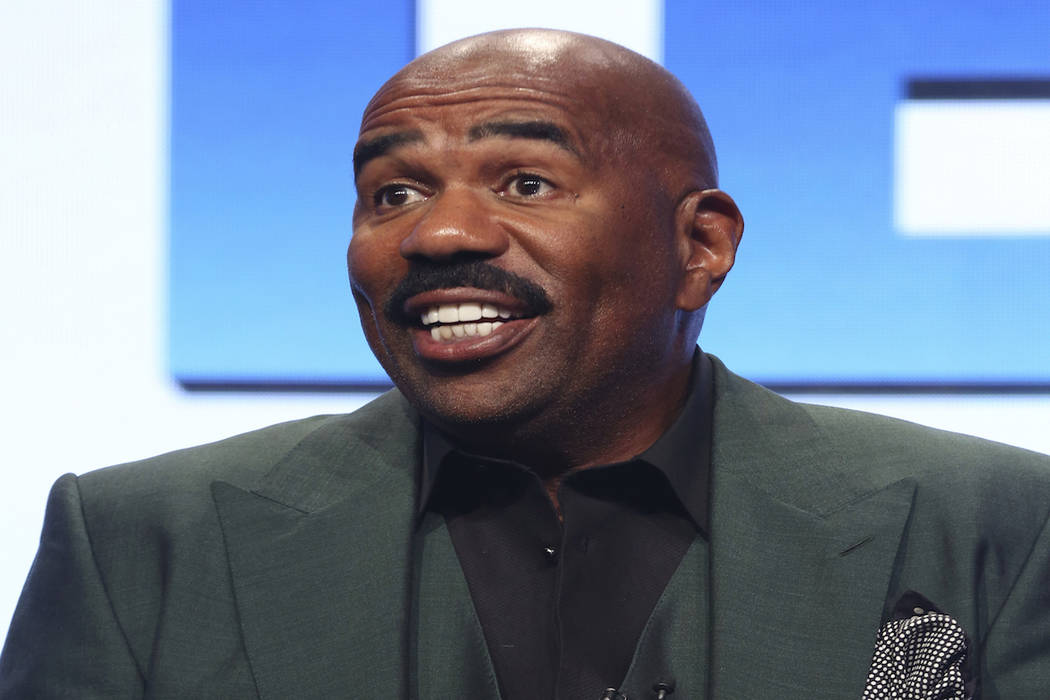 In this Aug. 3, 2017 file photo, host/executive producer Steve Harvey participates in the "Stev ...