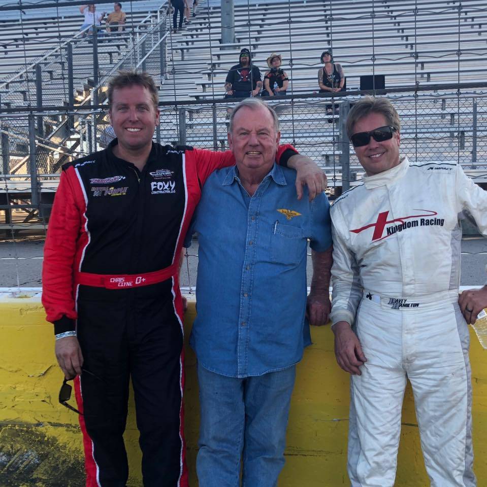 Las Vegas Motor Speedway Super Late Models division championship leader Chris Clyne, left, is s ...