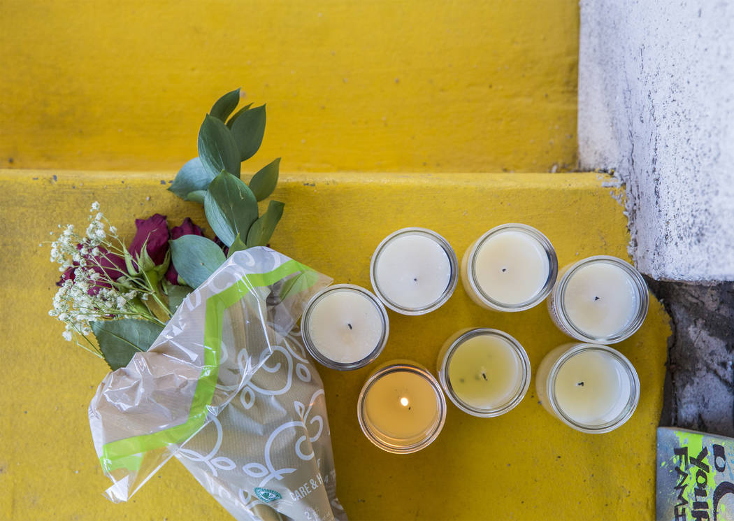 A memorial for Max Garcia, a homeless man that was found dead from multiple gunshot wounds on S ...