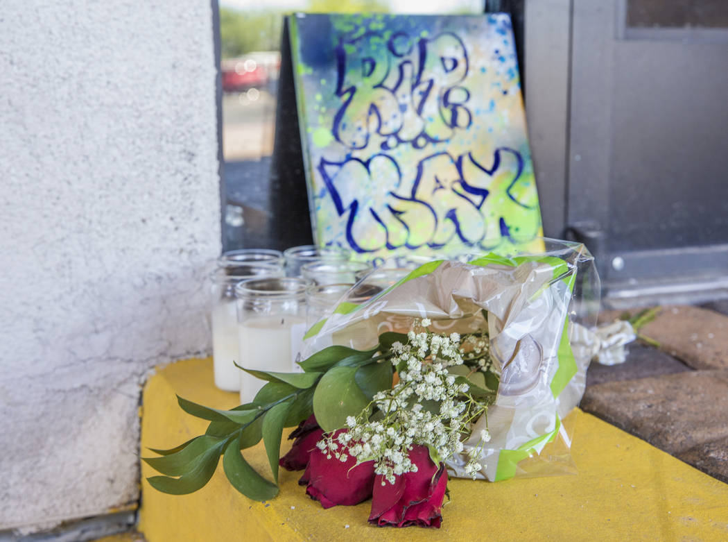 A memorial for Max Garcia, a homeless man that was found dead from multiple gunshot wounds on S ...