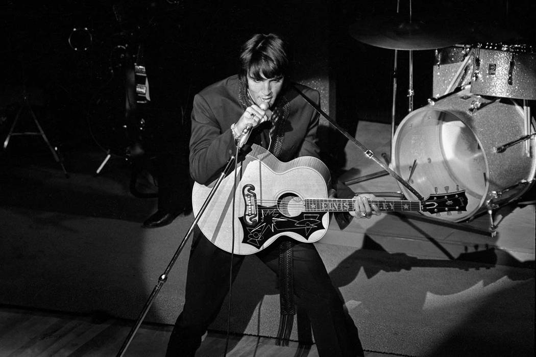 Elvis performs at the International July 31, 1969, in Las Vegas. (Terry Todd/Las Vegas News Bureau)