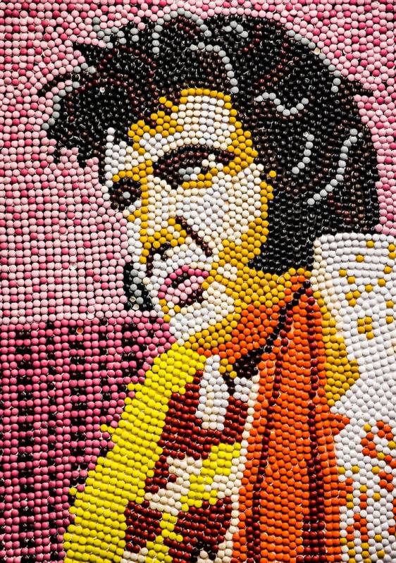 An Elvis Presley portrait made of M&M's at the administrative offices of the Westgate on Th ...