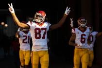 PALO ALTO, CA - SEPTEMBER 08: USC (87) Randal Grimes (WR) walks out of the tunnel before a coll ...