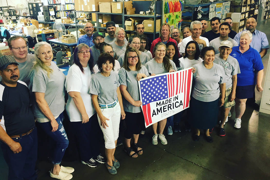 Boulder City workers at the Fisher Space Pen Co. which will participate in a Made in America Pr ...