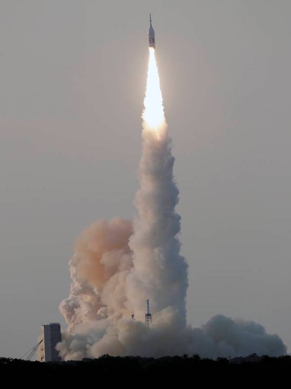 A NASA Orion spacecraft lifts off from pad 46 at the Cape Canaveral Air Force Station Tuesday, ...