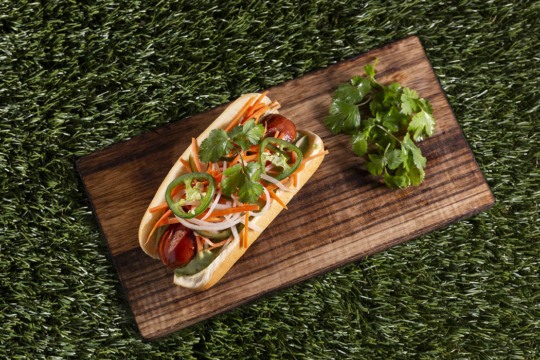 The signature hot dogs called Flydog created by Chef Brian Howard of Sparrow + Wolf. (Summerlin)