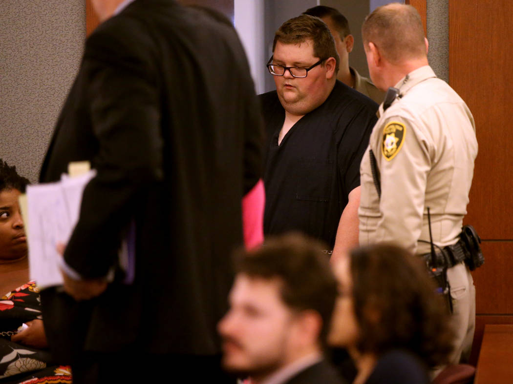 Security guard Brian William Love arrives in court at the Regional Justice Center in Las Vegas ...