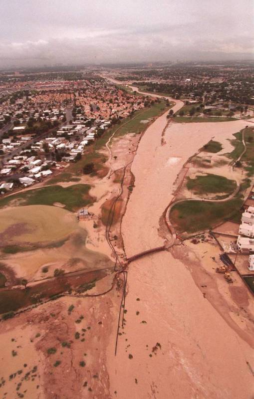 Flood covered Desert Rose Golf Course during the major part of the flooding on Thursday July 8, ...