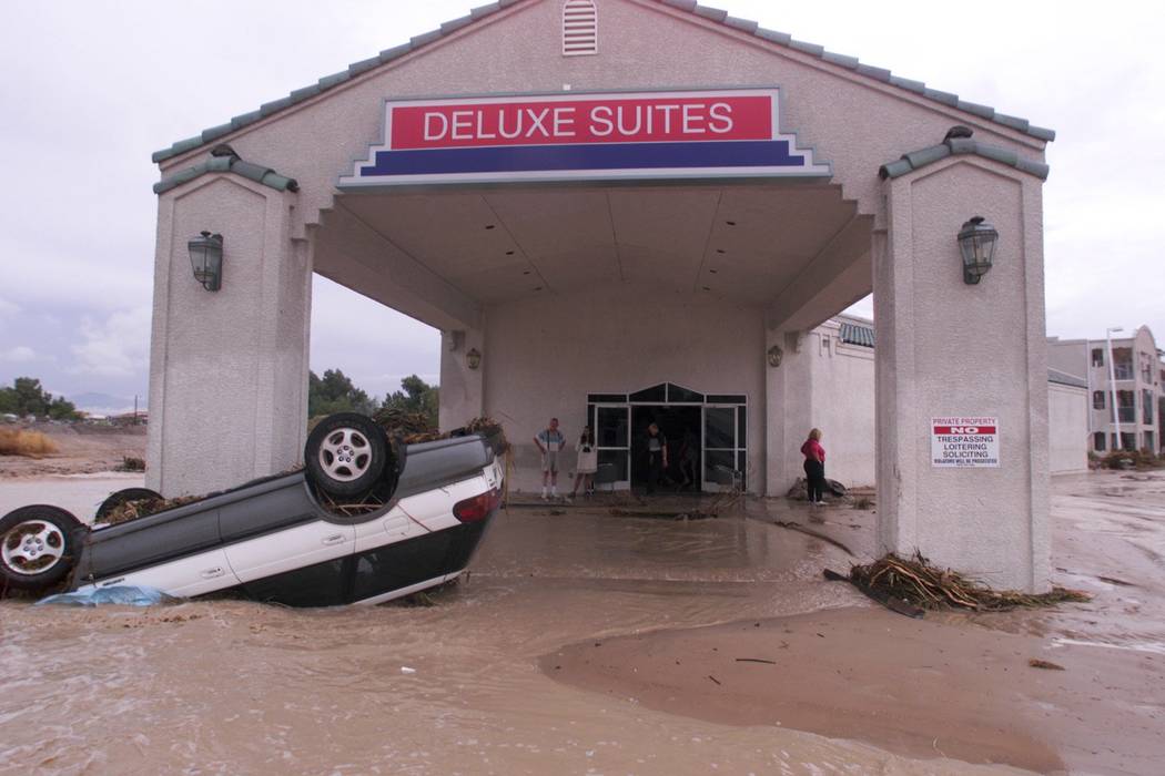 An automobile sits in front of the Ramada Deluxe Suites on Boulder Highway. (Las Vegas Review-J ...