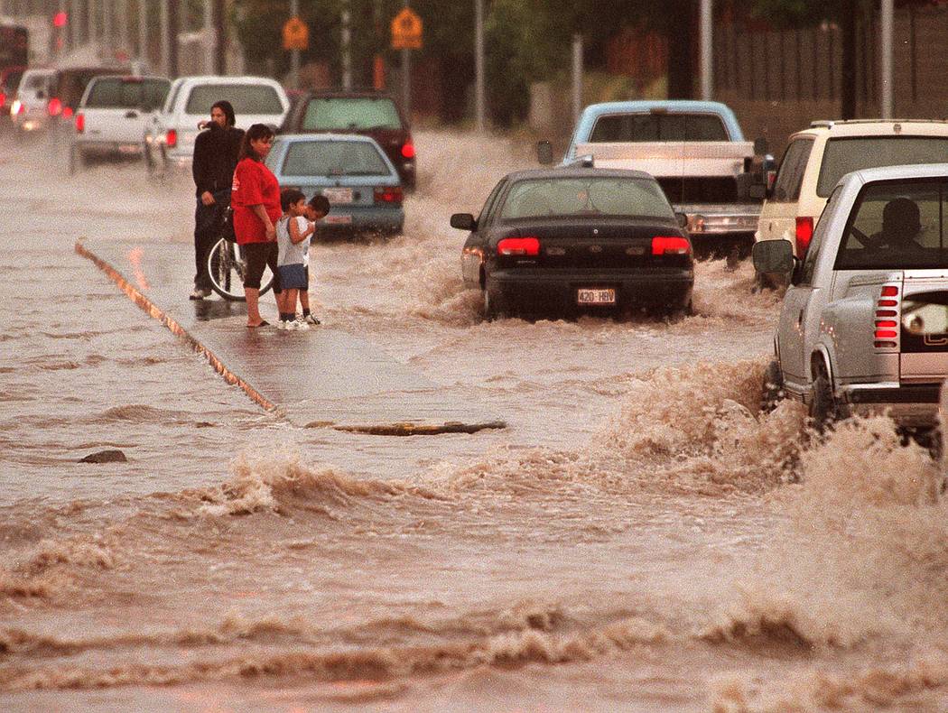 A flooded intersection at Washington and Pecos. (Las Vegas Review-Journal)