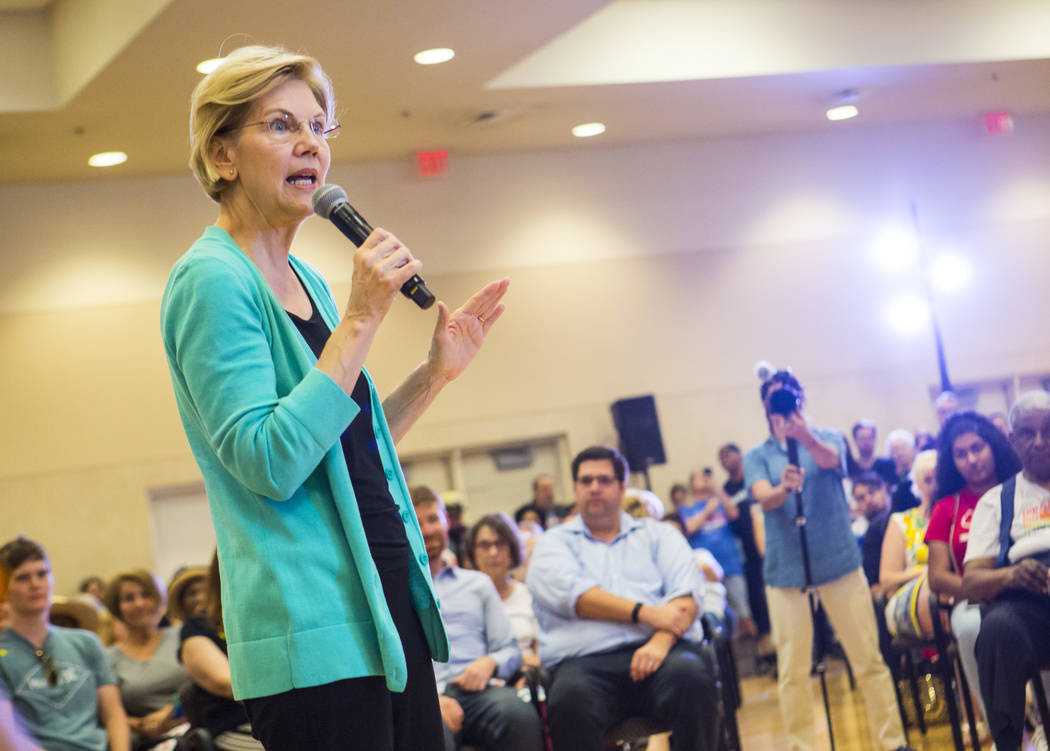 Democratic presidential candidate Sen. Elizabeth Warren, D-Mass., speaks during a campaign rall ...