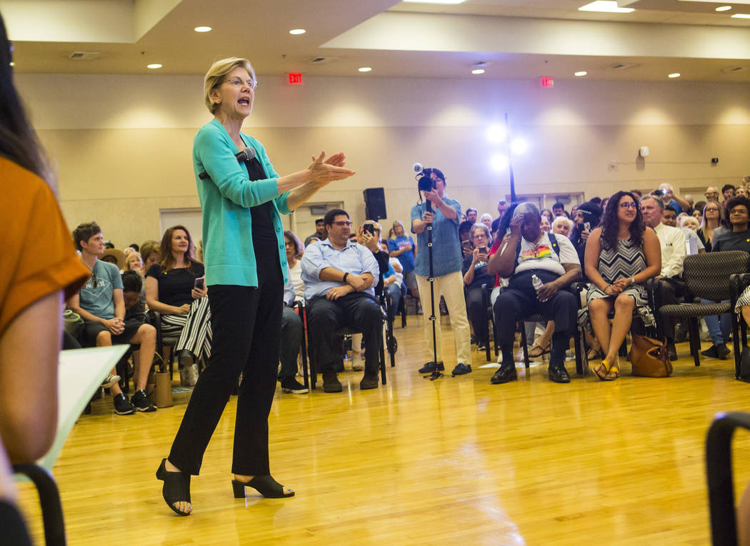 Democratic presidential candidate Sen. Elizabeth Warren, D-Mass., speaks during a campaign rall ...