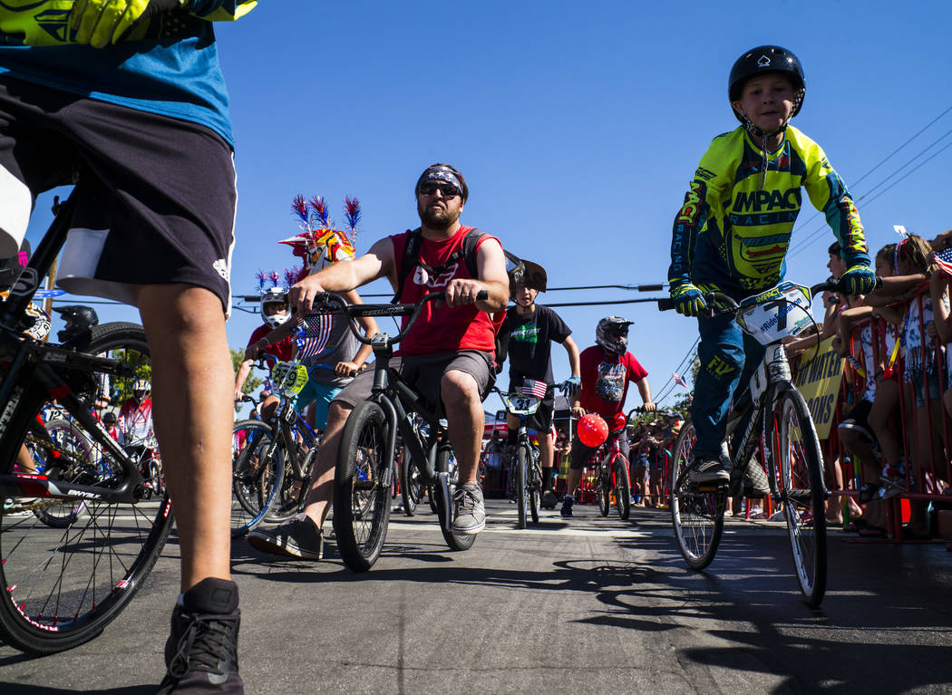 Parade participants with Boulder MX ride along the parade route during the annual Damboree Cele ...