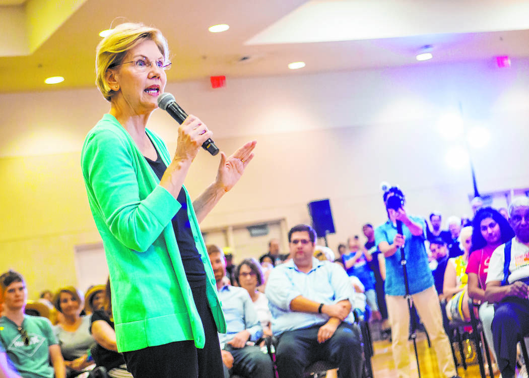 Democratic presidential candidate Sen. Elizabeth Warren, D-Mass., speaks during a campaign rall ...