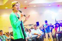 Democratic presidential candidate Sen. Elizabeth Warren, D-Mass., speaks during a campaign rall ...