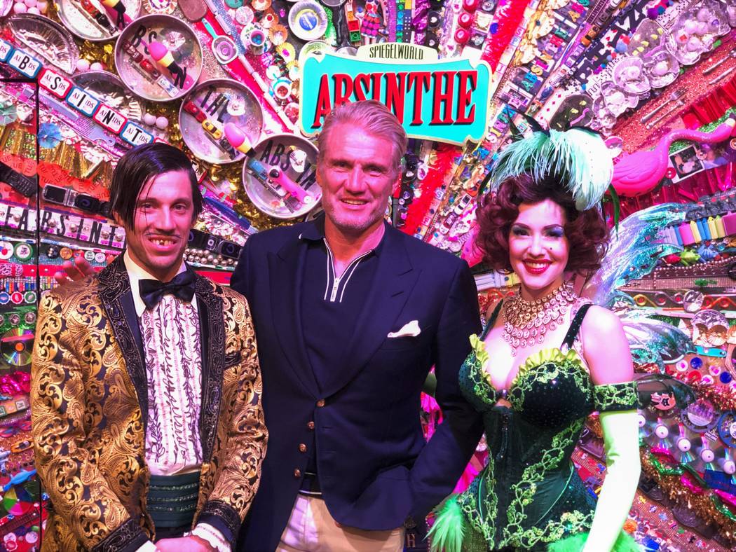Actor Dolph Lundgren is shown with the Gazillionaire and Green Fairy at "Absinthe" at Caesars P ...