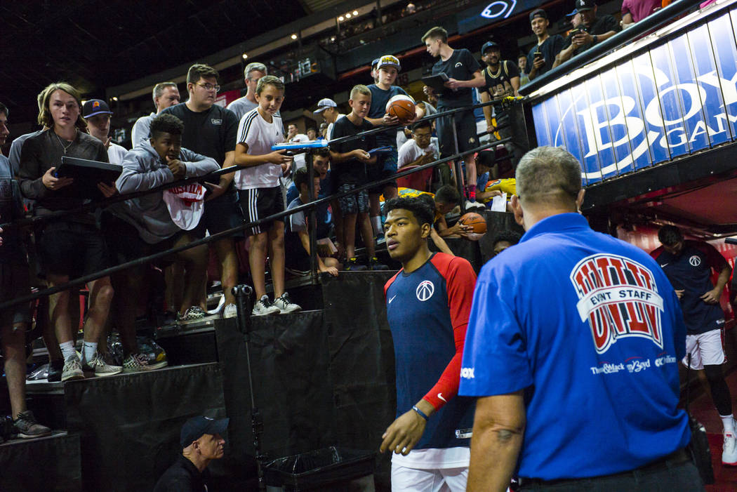 Washington Wizards' Rui Hachimura heads to the court for his Vegas Summer League debut in a bas ...