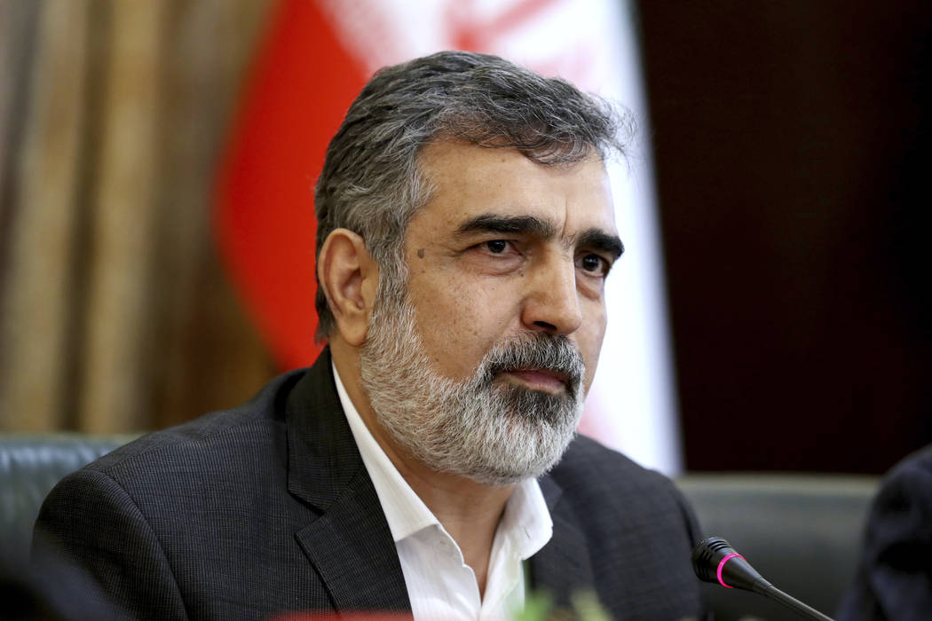 Spokesman for Iran's atomic agency Behrouz Kamalvandi speaks in a press briefing in Tehran, Ira ...