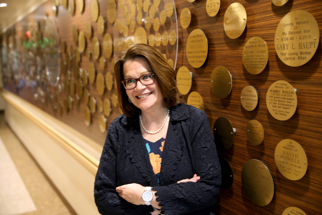 Nathan Adelson Hospice President and CEO Karen Rubel at her Las Vegas offices Tuesday, July 2, ...