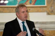 In this Friday, Oct. 20, 2017, photo, British Ambassador Kim Darroch hosts a National Economist ...