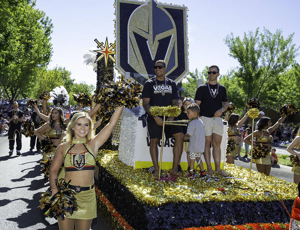 The return of the popular Vegas Golden Knights-themed float featured Knights forwards, Jonathan ...