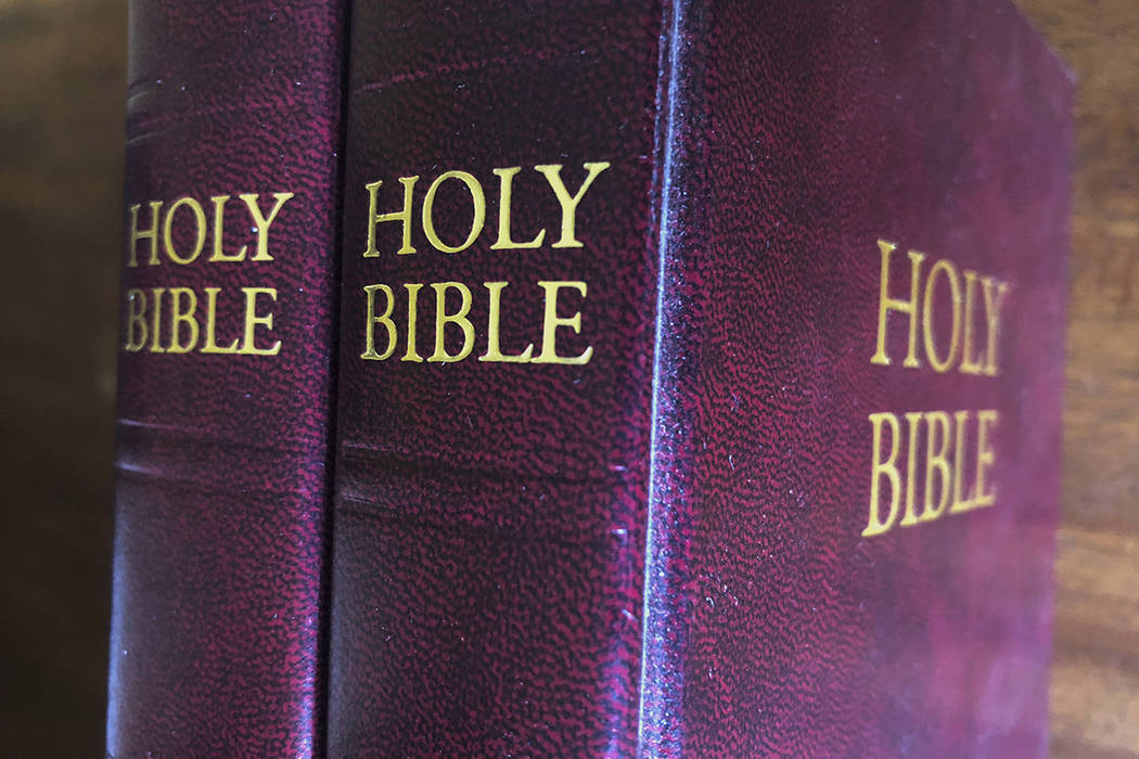 In this July 5, 2019 Bibles are displayed in Miami. Religious publishers say President Trump's ...