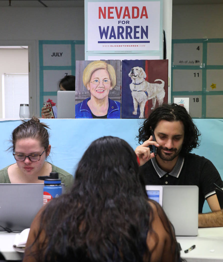 Democratic presidential candidate Sen. Elizabeth Warren's, D-Mass, Nevada campaign staff, inclu ...