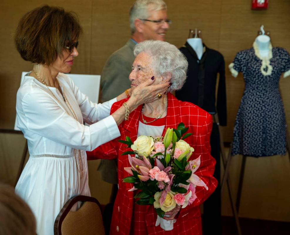 Madeleine Andress congratulates her mother-in-law Donna Andress during a renewal of vows ceremo ...