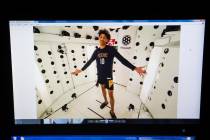 A photo of New Orleans Pelicans' Jaxson Hayes (10) posing in the Pixelgun Studio at the Vegas S ...