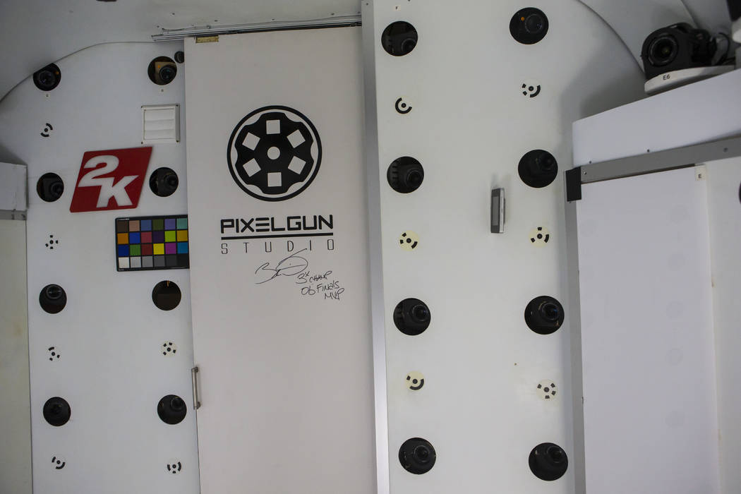 Cameras in the Pixelgun Studio used to help scan NBA basketball players for the "NBA 2K20& ...