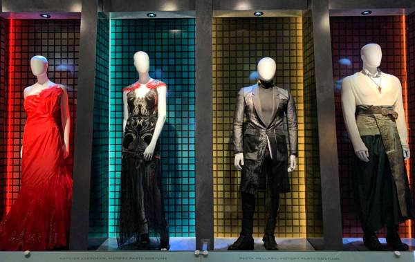 Costumes that were worn by the cast of the Hunger Games movies are on display as part of the Hu ...