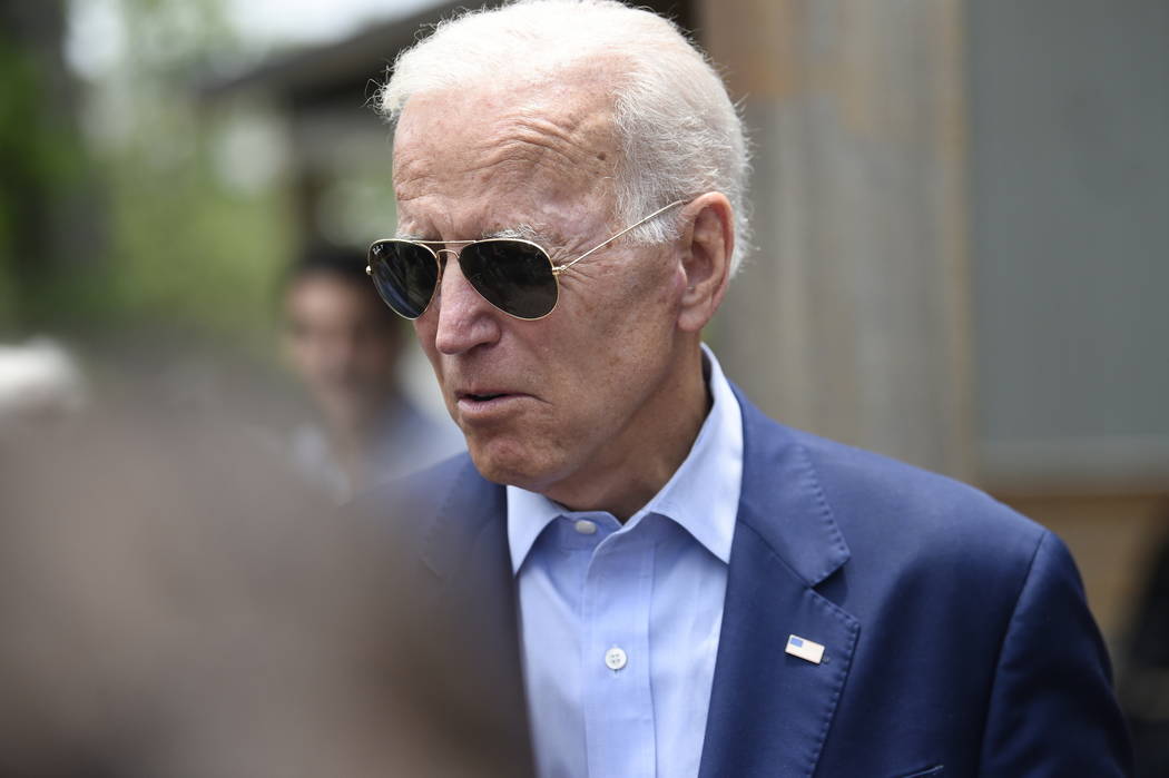 Democratic presidential candidate and former vice president Joe Biden arrives to speak with rep ...