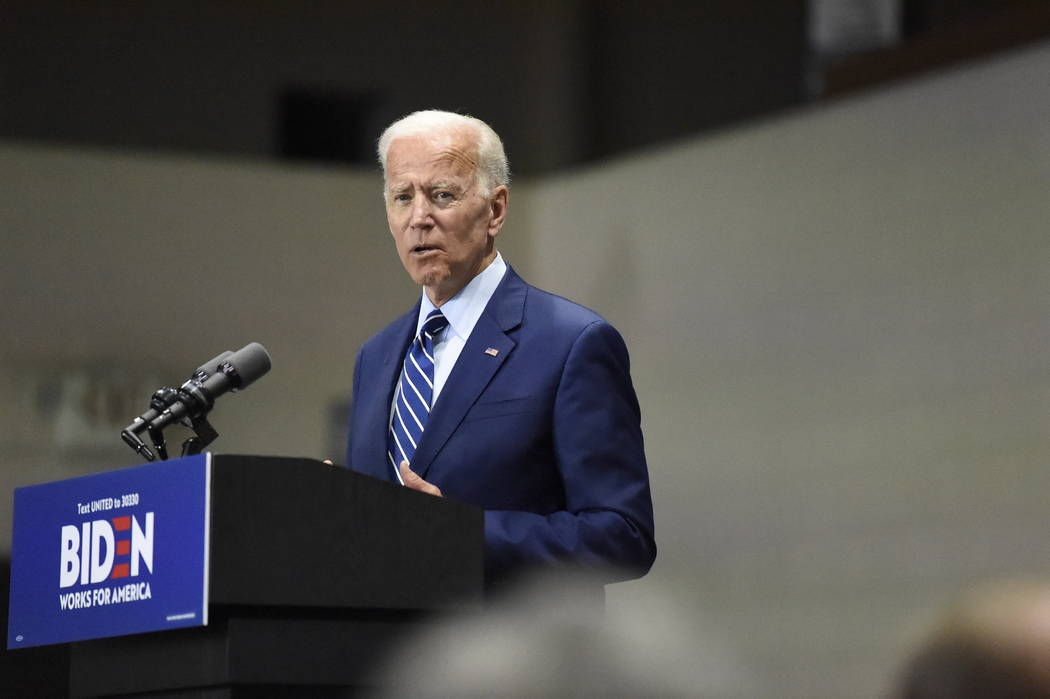 Democratic presidential candidate and former vice president Joe Biden speaks at a campaign even ...