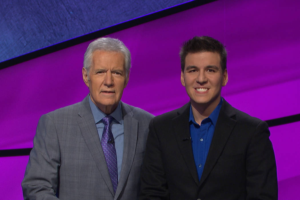 James Holzhauer, right, will get reacquainted with host Alex Trebek during the "Jeopardy!" Tour ...