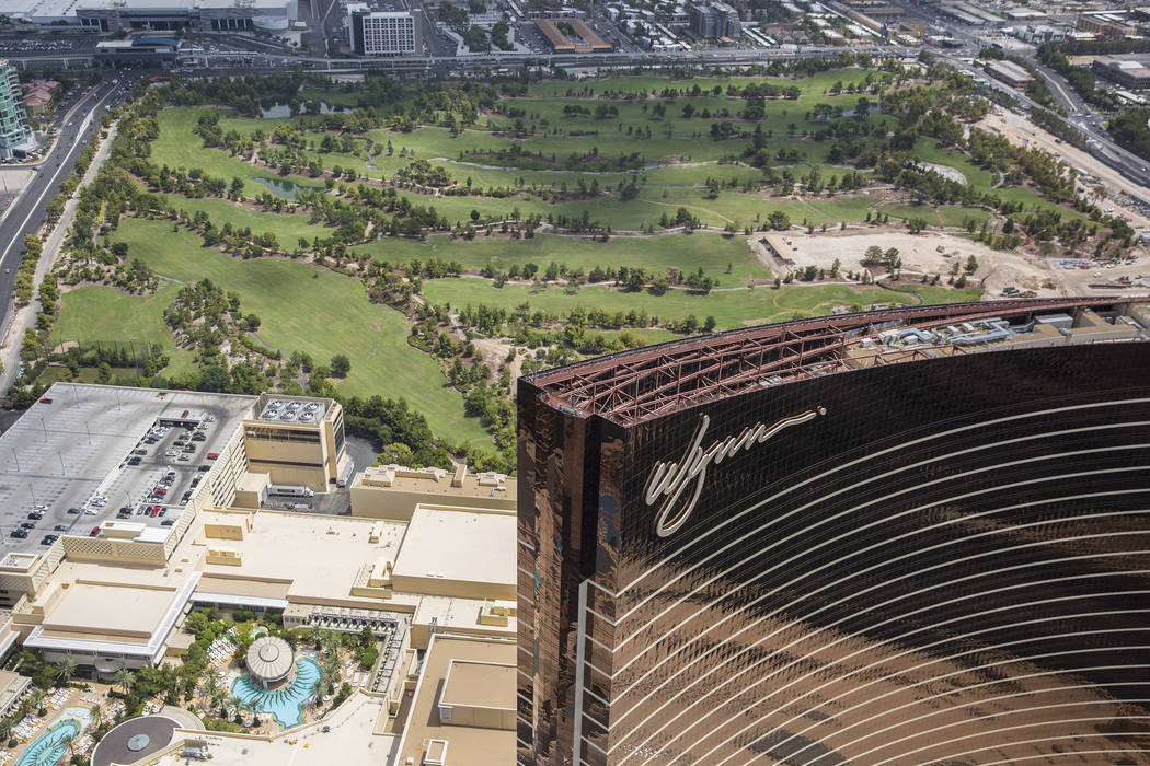 Aerial photo of Wynn Las Vegas and construction of the new golf course on Wed., August 22, 2018 ...