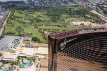 Aerial photo of Wynn Las Vegas and construction of the new golf course on Wed., August 22, 2018 ...