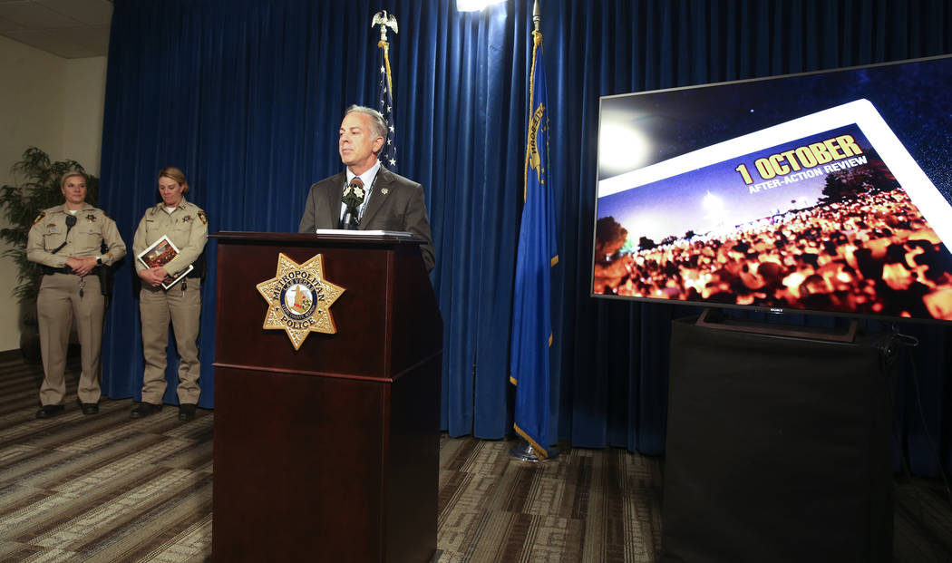 Clark County Sheriff Joe Lombardo announces the release of the Oct. 1, 2017, shooting After-Act ...