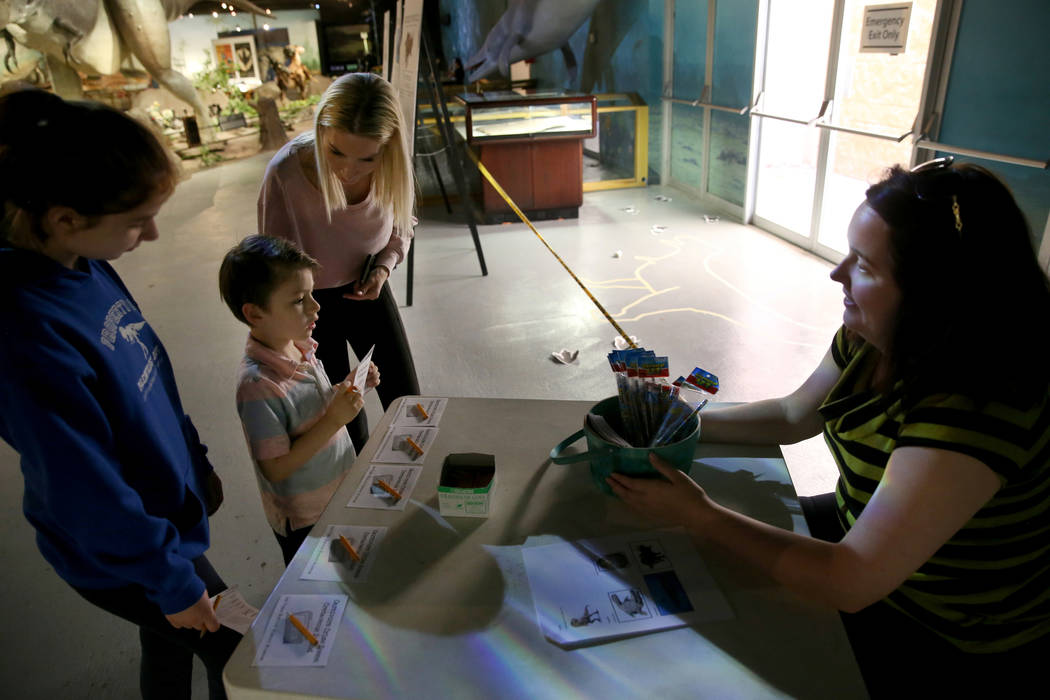 Nikolai Friedrich, 5, his sister Anna Bella Montrone, 12, and mother Stacey Butler, all of Las ...